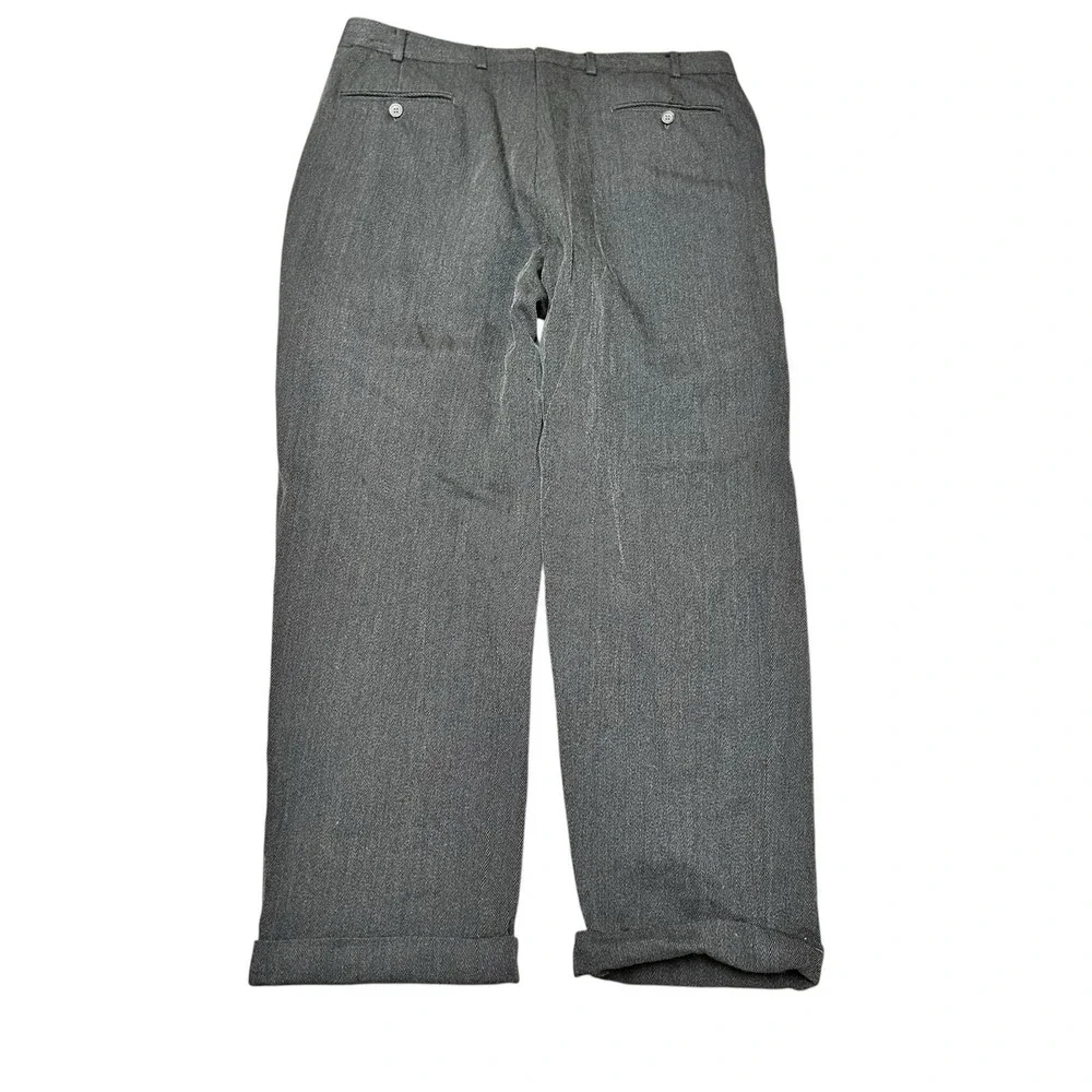 Brooks Brothers VTG Wool Charcoal Pleated Cuffed Light Mens Dress Pants‎ 36x29